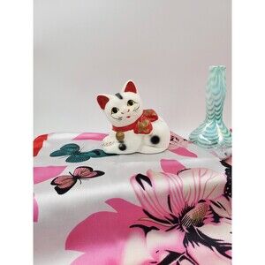Vintage Maneki Neko Laying Down Ceramic Piggy Bank Made in Japan